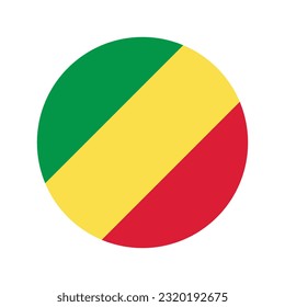 The flag of Congo. Flag icon. Standard color. Circle icon flag. Computer illustration. Digital illustration. Vector illustration.