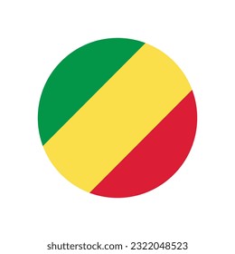 La bandera del Congo. Icono de marca. Color estándar. Indicador de icono de círculo. Ilustración del equipo. Ilustración digital. Ilustración vectorial.
