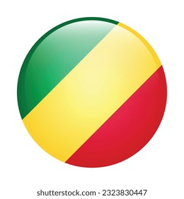 The flag of Congo. Flag icon. Standard color. Circle icon flag. 3d illustration. Computer illustration. Digital illustration. Vector illustration.