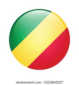 The flag of Congo. Flag icon. Standard color. Circle icon flag. 3d illustration. Computer illustration. Digital illustration. Vector illustration.