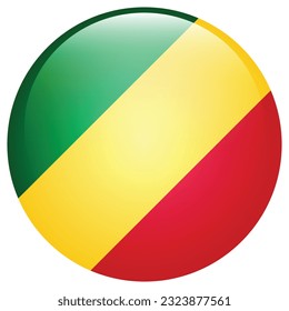 The flag of Congo. Flag icon. Standard color. Circle icon flag. 3d illustration. Computer illustration. Digital illustration. Vector illustration.