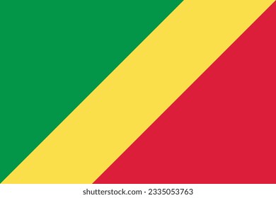 Die Flagge des Kongo. Flaggensymbol. Standardfarbe. Standardgröße. Eine rechteckige Flagge. Computergrafik. Digitale Illustration. Vektorgrafik.
