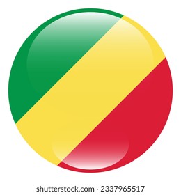 La bandera del Congo. Icono de marca. Color estándar. Indicador de icono de círculo. 3 quinquies ilustración. Ilustración del equipo. Ilustración digital. Ilustración vectorial.