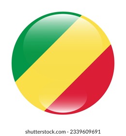 The flag of Congo. Flag icon. Standard color. Circle icon flag. 3d illustration. Computer illustration. Digital illustration. Vector illustration.