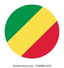 La bandera del Congo. Icono de marca. Color estándar. Indicador de icono de círculo. Ilustración del equipo. Ilustración digital. Ilustración vectorial.