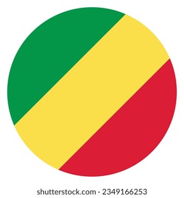 La bandera del Congo. Icono de marca. Color estándar. Indicador de icono de círculo. Ilustración del equipo. Ilustración digital. Ilustración vectorial.