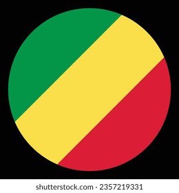 La bandera del Congo. Icono de marca. Color estándar. Indicador de icono de círculo. Ilustración del equipo. Ilustración digital. Ilustración vectorial.