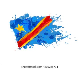 Flag of Congo made of colorful splashes