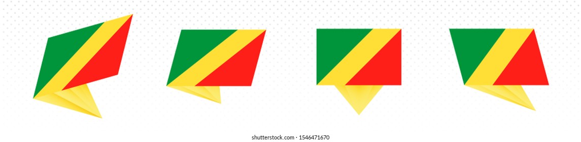 Flag of Congo in modern abstract design, vector flag set.