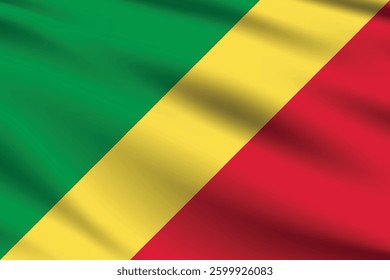 Flag of Congo. Congo flag official colors and proportion digital vector illustration. Wavy flag.