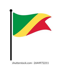 Bandeira do Congo. Design de ícone de ilustração de vetor da bandeira do Congo. Bandeira de mastro flutuante.