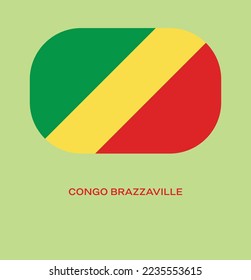 Flag of Congo-Brazzaville, Congo-Brazzaville flag vector illustration, Congo-Brazzaville flag in rounded corner, Button style Congo-Brazzaville flag.