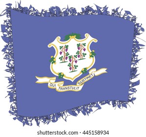 Flag of Connecticut. Vector illustration of a stylized flag. Shaggy edge.