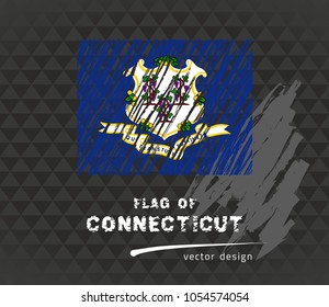 Flag of Connecticut, vector pen illustration on black background