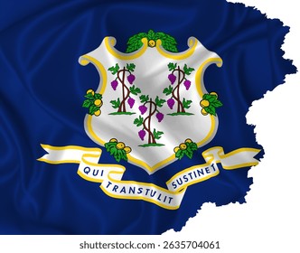Flag of Connecticut vector with torn edges on a transparent background