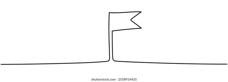 Flag continuous line drawing. Golf course symbol. Vector illustration isolated on white.