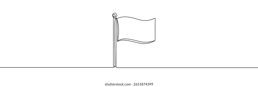 Flag continuous one line drawing. Glasses symbol. Vector illustration.