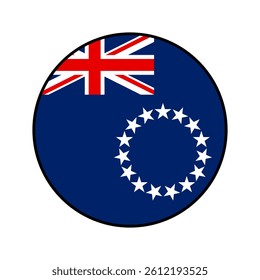 Flag of Cook Islands. Black edge. Cook Islands circle flag logo icon computer vector illustration design.
