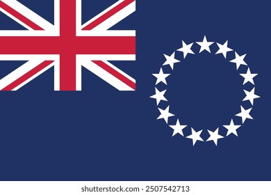 Flag of the Cook Islands. Blue flag with stars and the flag of the United Kingdom. National symbol of the Cook Islands.