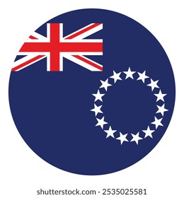 Diseño de Ilustración vectorial de computadora de icono de logotipo de bandera circular de las Islas Cook