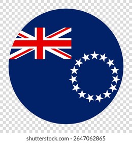 Flag of Cook Islands. Cook Islands circle flag logo icon computer vector illustration design. Transparent checkerboard background.