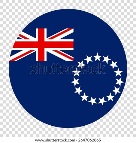 Flag of Cook Islands. Cook Islands circle flag logo icon computer vector illustration design. Transparent checkerboard background.
