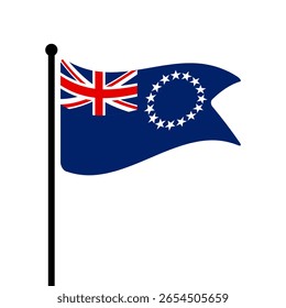 Bandeira das Ilhas Cook. Ilhas Cook bandeira computador digital vetor ilustração ícone design. Bandeira de mastro flutuante.