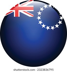 Flagge der Cookinseln. Flaggensymbol. Standardfarbe. Circle Icon Flag. 3D-Abbildung. Computergrafik. Digitale Illustration. Vektorgrafik.