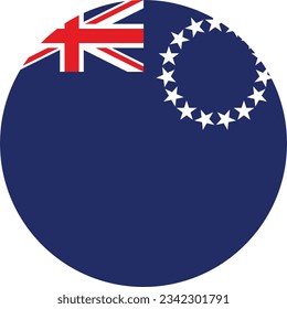 Flag of the Cook Islands. Flag icon. Standard color. Circle icon flag. Computer illustration. Digital illustration. Vector illustration.