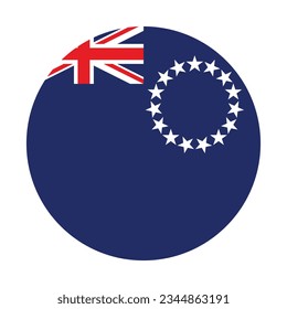 Flag of the Cook Islands. Flag icon. Standard color. Circle icon flag. Computer illustration. Digital illustration. Vector illustration.