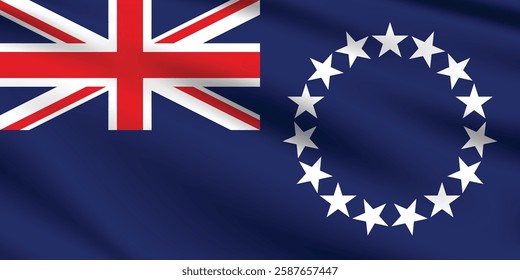 Flag of Cook Islands. Cook Islands flag official colors and proportion digital vector illustration. Waving flag.