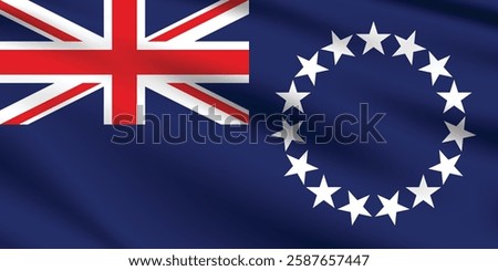 Flag of Cook Islands. Cook Islands flag official colors and proportion digital vector illustration. Waving flag.