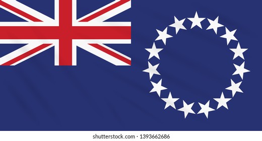 Flag Cook Islands swaying in wind, realistic vector