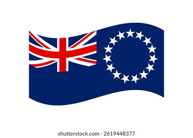 Flag of Cook Islands. Cook Islands wavy flag digital vector illustration. Fluttering flag.