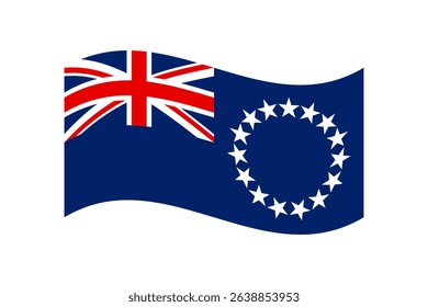 Flag of Cook Islands. Cook Islands wavy flag digital vector illustration. Fluttering flag.