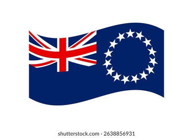 Flag of Cook Islands. Cook Islands wavy flag digital vector illustration. Fluttering flag.