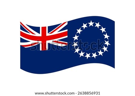 Flag of Cook Islands. Cook Islands wavy flag digital vector illustration. Fluttering flag.