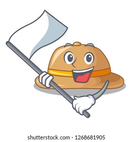 With flag cork hat in a cartoon style