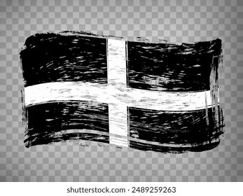 Flag Cornwall from brush strokes. Waving Flag Cornwall on transparent background for your web site design, logo, app, UI.  UK. Stock vector.  EPS10.