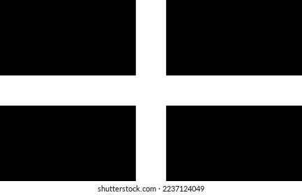 Flag of Cornwall Ceremonial county (England, United Kingdom of Great Britain and Northern Ireland, uk) Kernow, Saint Piran's Flag, white cross on a black background