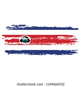Flag of Costa the illustration vector on a white background, brush stroke Design Elements