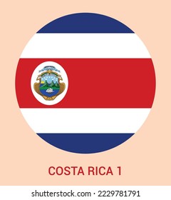 Flag Of Costa Rica 1, Costa Rica 1 flag vector illustration, Costa Rica 1 flag in a circle.