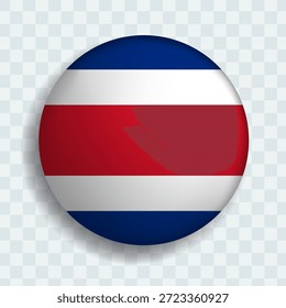 Flagge von Costa Rica Kreis Knopf mit Schatten. Flag-Symbol. 3D-Symbol