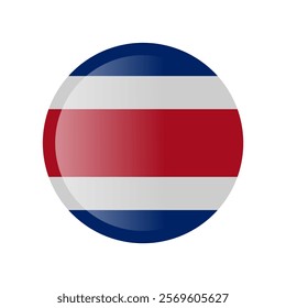 The flag of costa rica. Circle icon flag. Button flag icon. Standard color. 3d illustration. glossy circle badge	