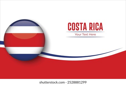 Flagge von Costa Rica Circle einzeln auf weißem Hintergrund mit Text. Banner, Poster, Vektor, Vorlage, Mockup, Hintergrund, Social Media, Post, 3D.