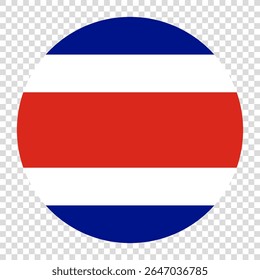 Bandeira da Costa Rica. Costa Rica círculo bandeira ícone logotipo computador vetor ilustração design. Fundo de tabuleiro de xadrez transparente.