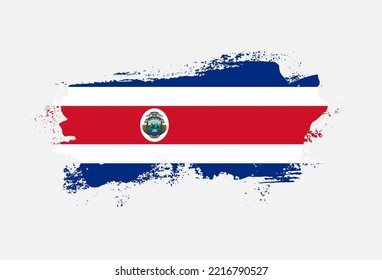 Flag of Costa Rica country with hand drawn brush stroke vector illustration