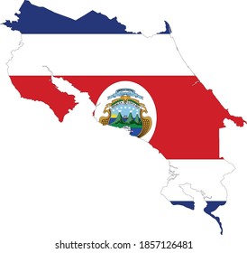 Flag of Costa Rica cropped inside it's map