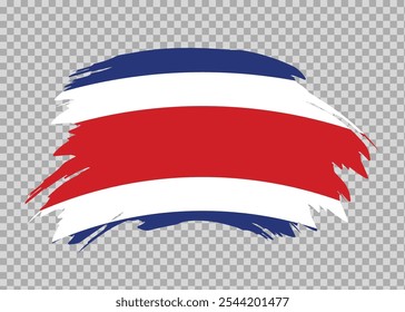 Flag of Costa Rica with distressed paint stroke brush effect on isolated background