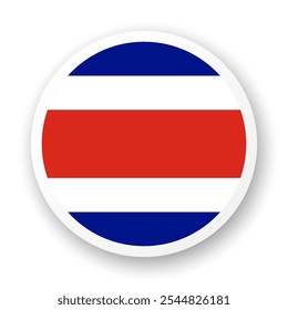 Flag of Costa Rica flat icon. Round vector element with shadow. Best for mobile apps, UI and web design.